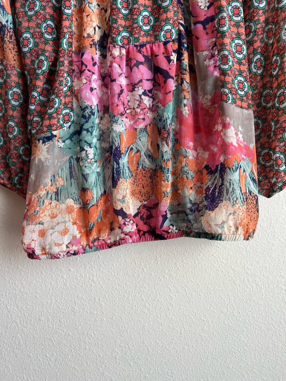 Fig & Flower Floral Boho Peasant Paisley Blouse Top Size M - Picture 5 of 8